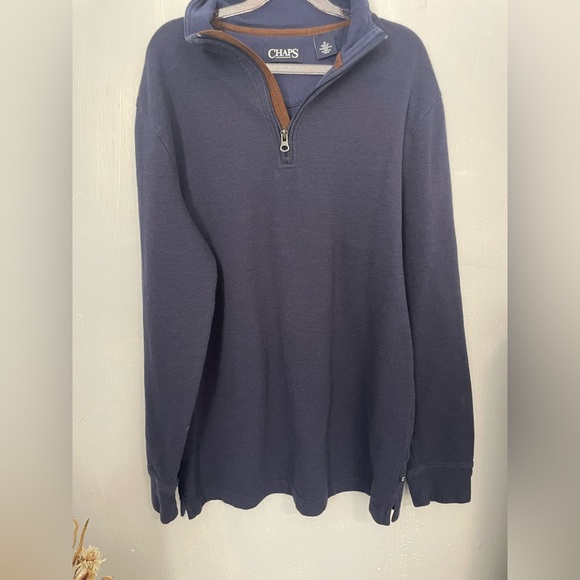 Chaps Men's Dark Blue Zip-Up Sweater - Picture 2 of 7